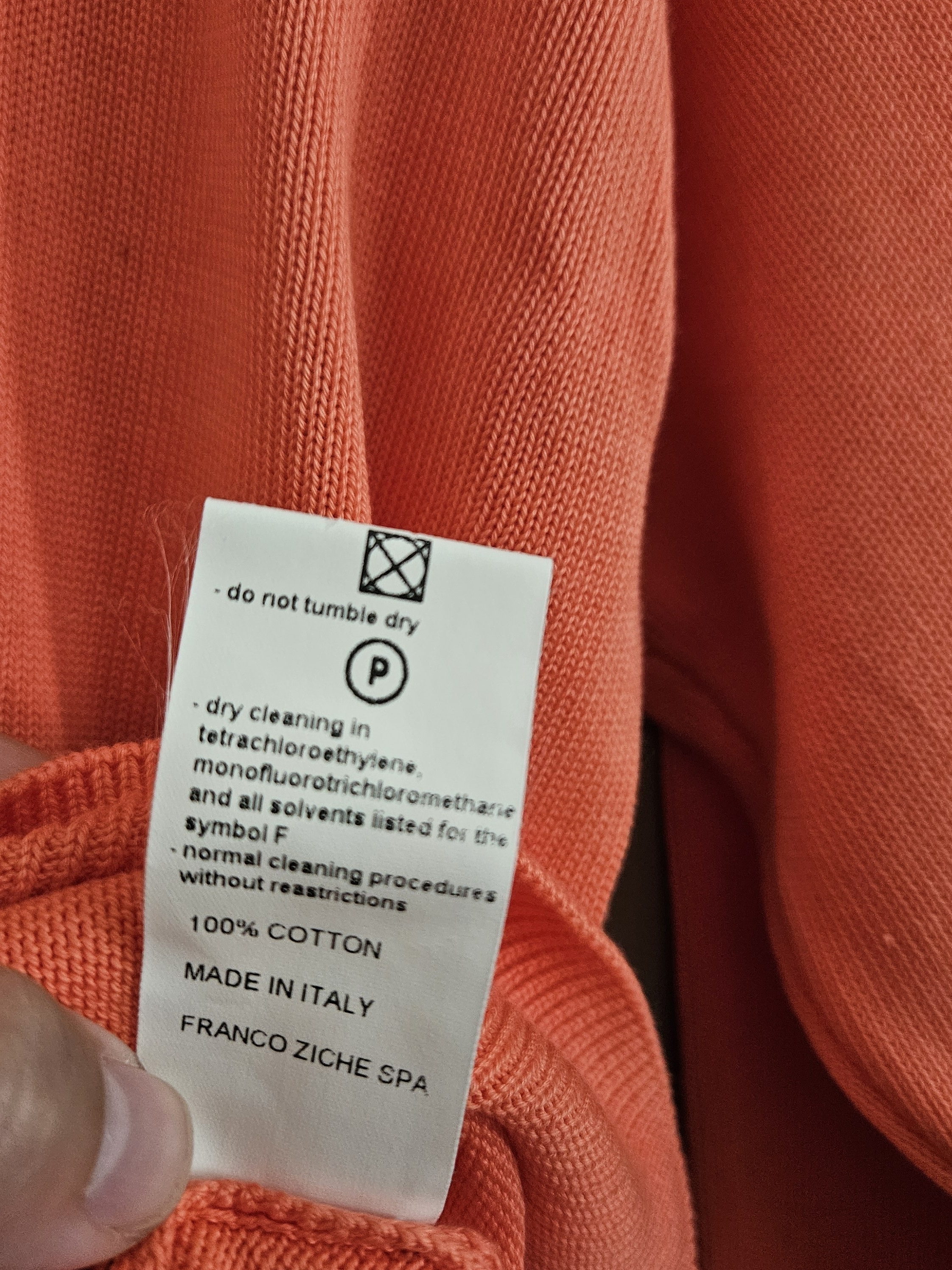 Mens Vintage Bergdorf Goodman 100% Coton Sweater Orange/Salmon Size Xl — image 3 of 7